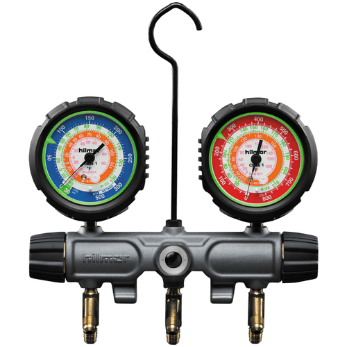 hilmor 2 valve aluminum manifold for r22 r404 r410a hilmor 2 valve aluminum manifold for r22 r404 r410a